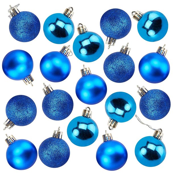 36Pack Christmas Tree Ornaments Royal Blue Shatterproof Medium