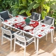 thumbnail image 2 of Valentine's Day Table Cloths for 4 Foot Rectangle Tables, Red Gnomes Love Letter Romantic Patio Waterproof Elastic Fitted Tablecloths, Washable Rectangular Table Cover for Camping, 2 of 8