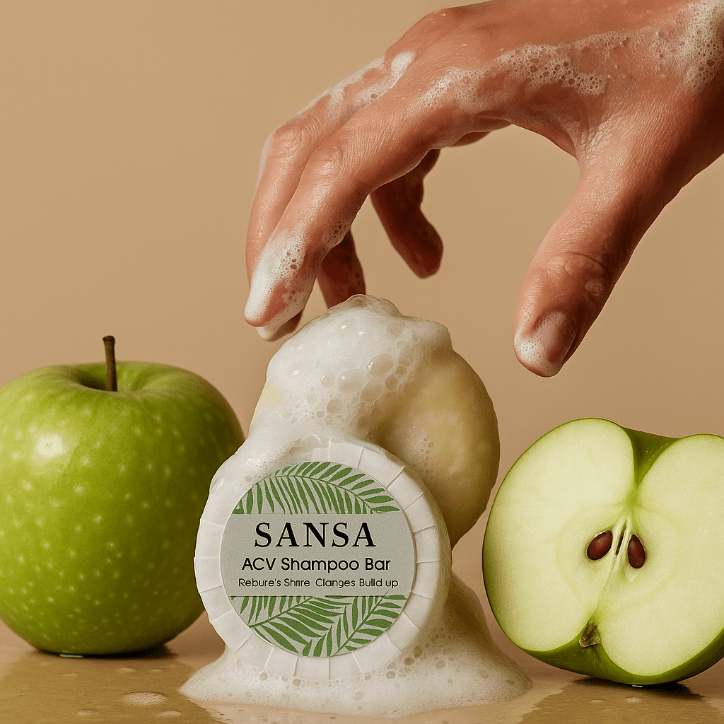 Nature Skin Shop Sansa Apple Cider Vinegar Clarifying Shampoo Bar, Removes Buildup & Adds Shine for Dull, Oily Hair, Sulfate-Free