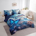 thumbnail image 3 of Homewish Chic Butterflies 7-Piece Bedding Comforter Set,Ocean Sea Beach King Bedding Sets,Dreamy Blue Bed Sheets For Teens,Ultra Soft Home Decor Reversible, 3 of 8