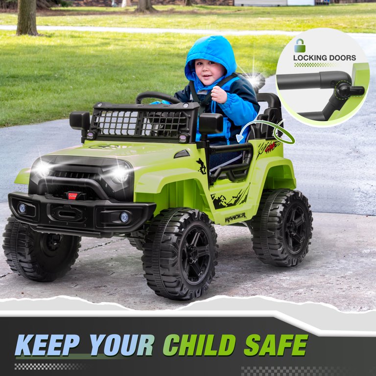 Clovercat 12V Kids Ride On Truck, Remote Control, Spring