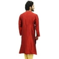 thumbnail image 4 of Atasi Men's Maroon Long Kurta Casual Shirt Festive Designer Clothing-Small, 4 of 7
