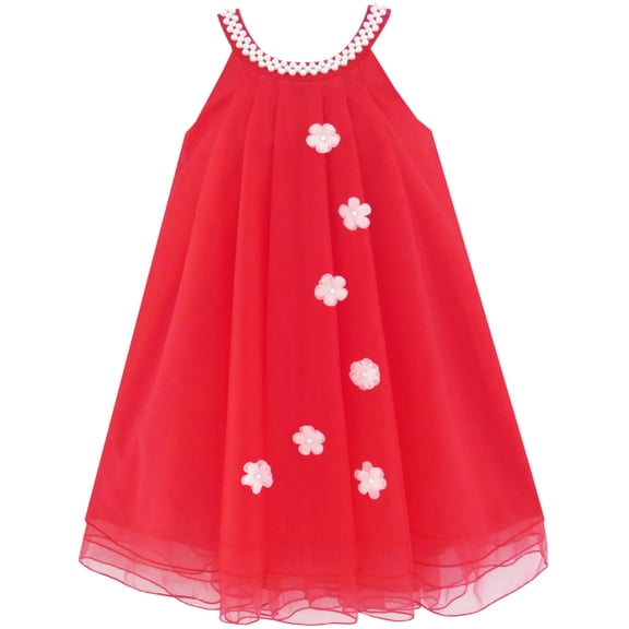 Flower Girls Dress Halter Dress Pearl Party Wedding Birthday 4