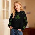 thumbnail image 2 of Girls St. Patrick's Day Hoodless Hoodies Sweatshirt With Shamrock Print Hooded Pocket Pullover Black 13 Y-14 Y, 2 of 4