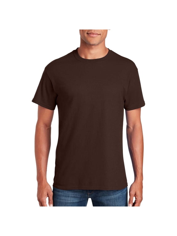 - Short Sleeve T-Shirt for Men's - L Size | 100% Heavy Cotton Crew Neck Tee, Assorted Color T-Shirt, 5.3 Oz | Single Pack - Dark Chocolate