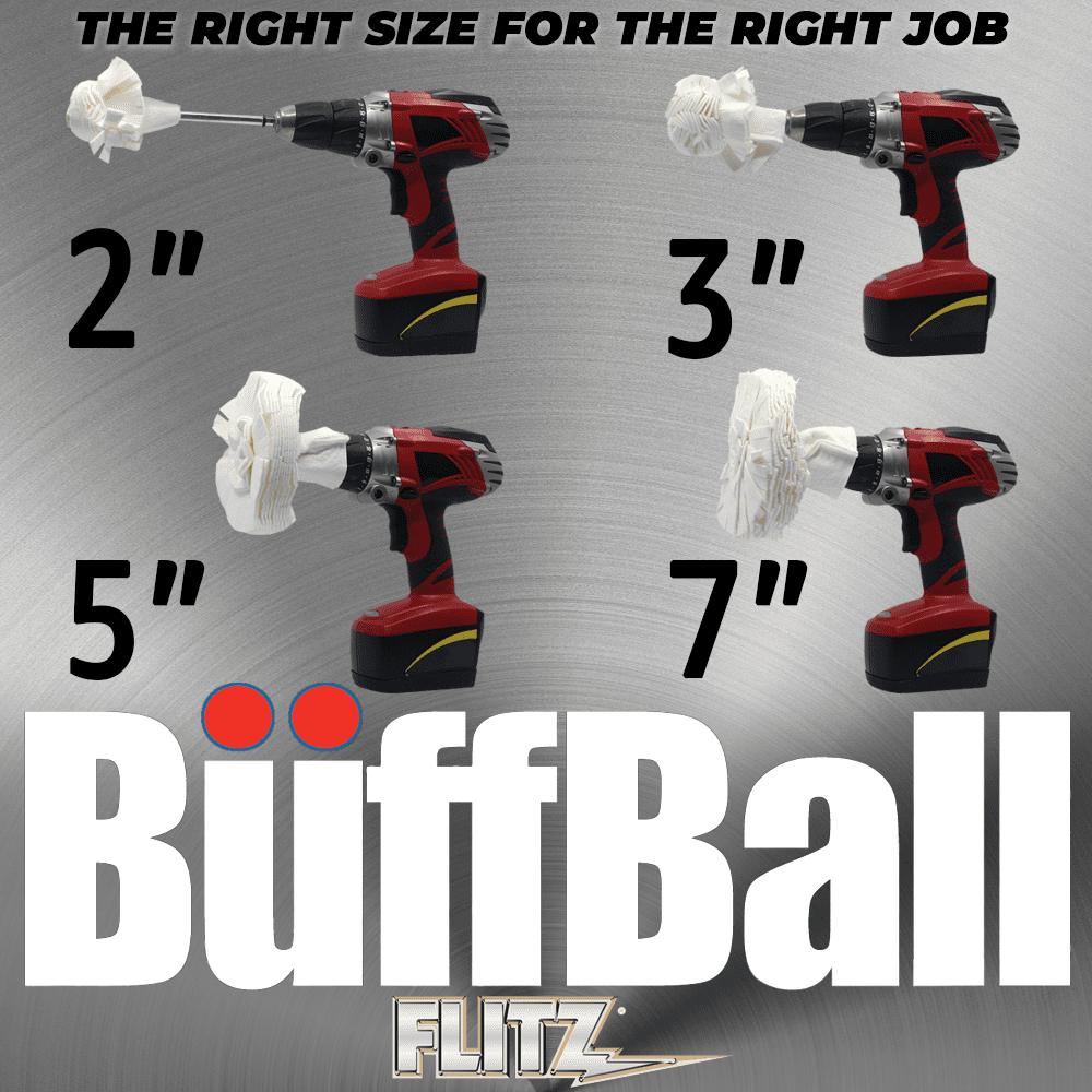 Flitz Buffer Grinder Polisher Buffing Ball Pads Combo Pack, Buffing Pads for Drill, Body Repair Polishing