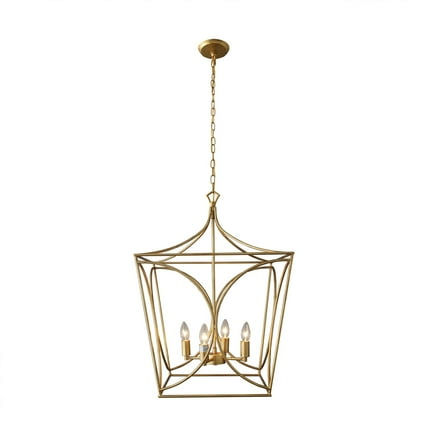 AA Décor 4 Light Caged Chandelier in Gold Finish - 29"H x 19"W x 19"D
