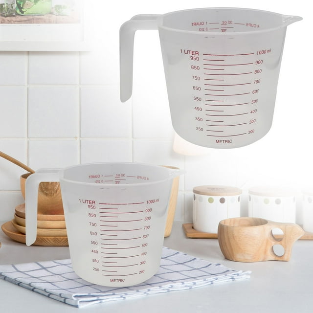 WHEANG Poignée de Mesure de Tasse Transparente Tasse Haute de Mesure avec Plastique Transparent1000ml
