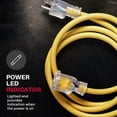 thumbnail image 2 of 5 Pack 10/3 75ft SJTW Lighted End Extension Cord 15 Amp, 125 Volt, 1875 Watt, Super Heavy Duty Outdoor Jacket (75 Feet), 2 of 5