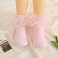 thumbnail image 6 of 2 Pack Girls Ruffle Socks Double Lace Frilly Dress Socks Kids Turn Cuff Socks for Toddler Little Girls, 6 of 7