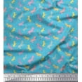 thumbnail image 1 of Soimoi Blue Cotton Jersey Fabric Wild Animal Print Sewing Fabric BTY 58 Inch Wide, 1 of 3
