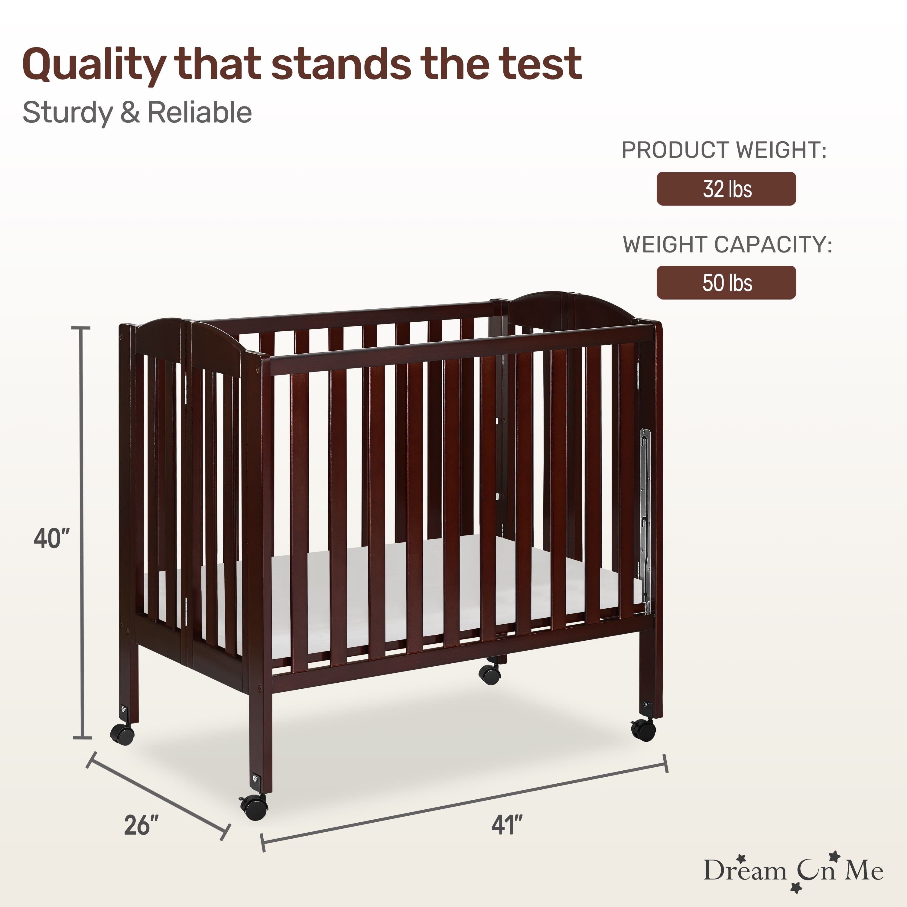 Dream On Me 3-in-1 Portable Crib Espresso