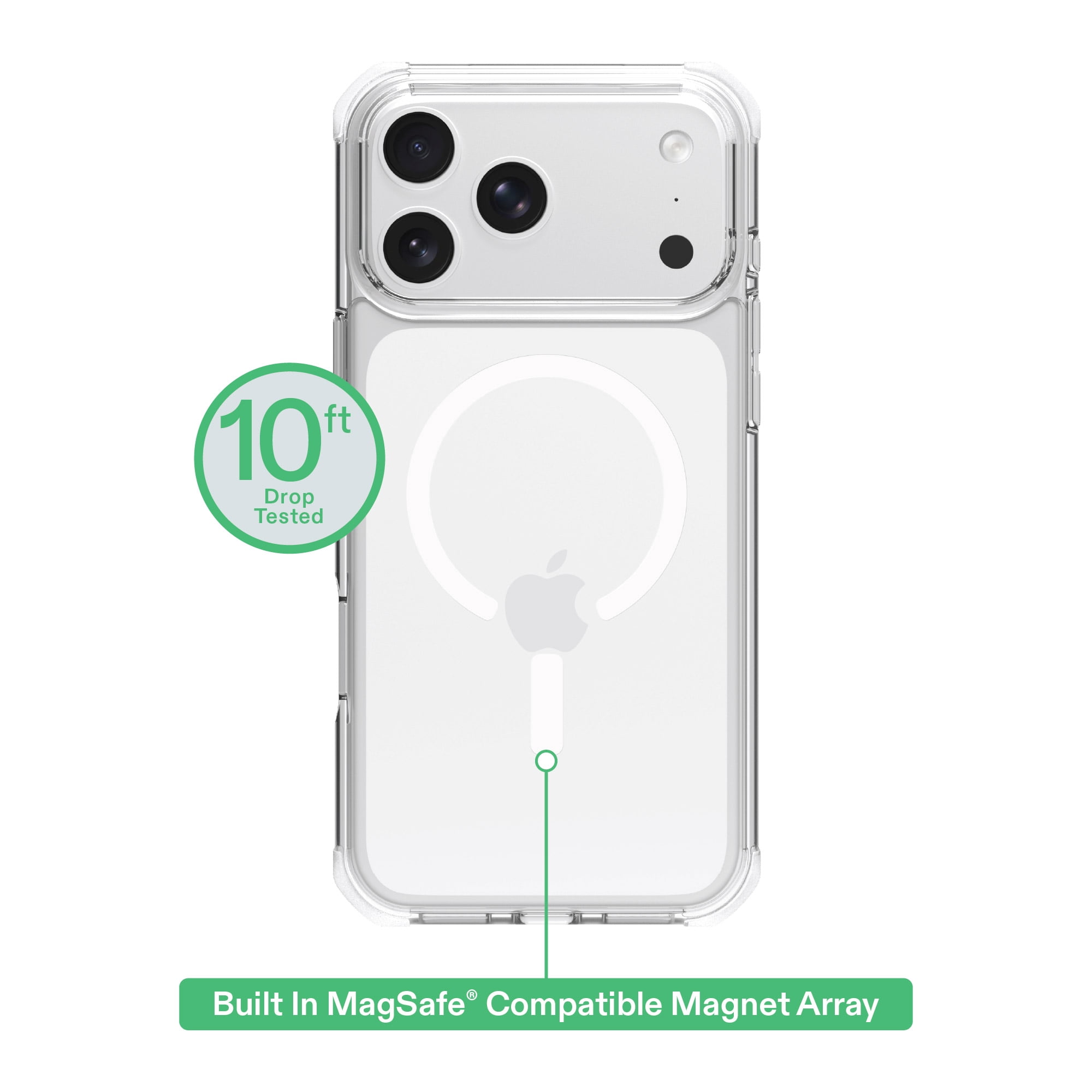 onn Clear Phone Case for iPhone 18 Pro / 17 Pro, MagSafe Compatible