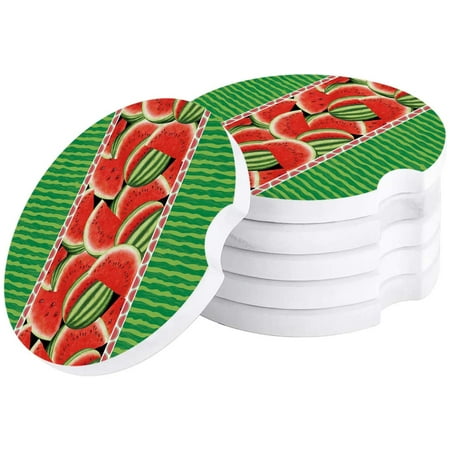 

ZHANZZK Summer Fruit Watermelon Rind Stripes Set of 2 Car Coaster for Drinks Absorbent Ceramic Stone Coasters Cup Mat with Cork Base for Home Kitchen Room Coffee Table Bar Decor