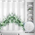 thumbnail image 2 of No Hook Shower Curtain, Green Blooms Floral Shower Curtains for Bathroom with See Through Top Window, Farmhouse Spring Flowers Botanical Waterproof & Washable Bath Curtain 66"x72", 2 of 9