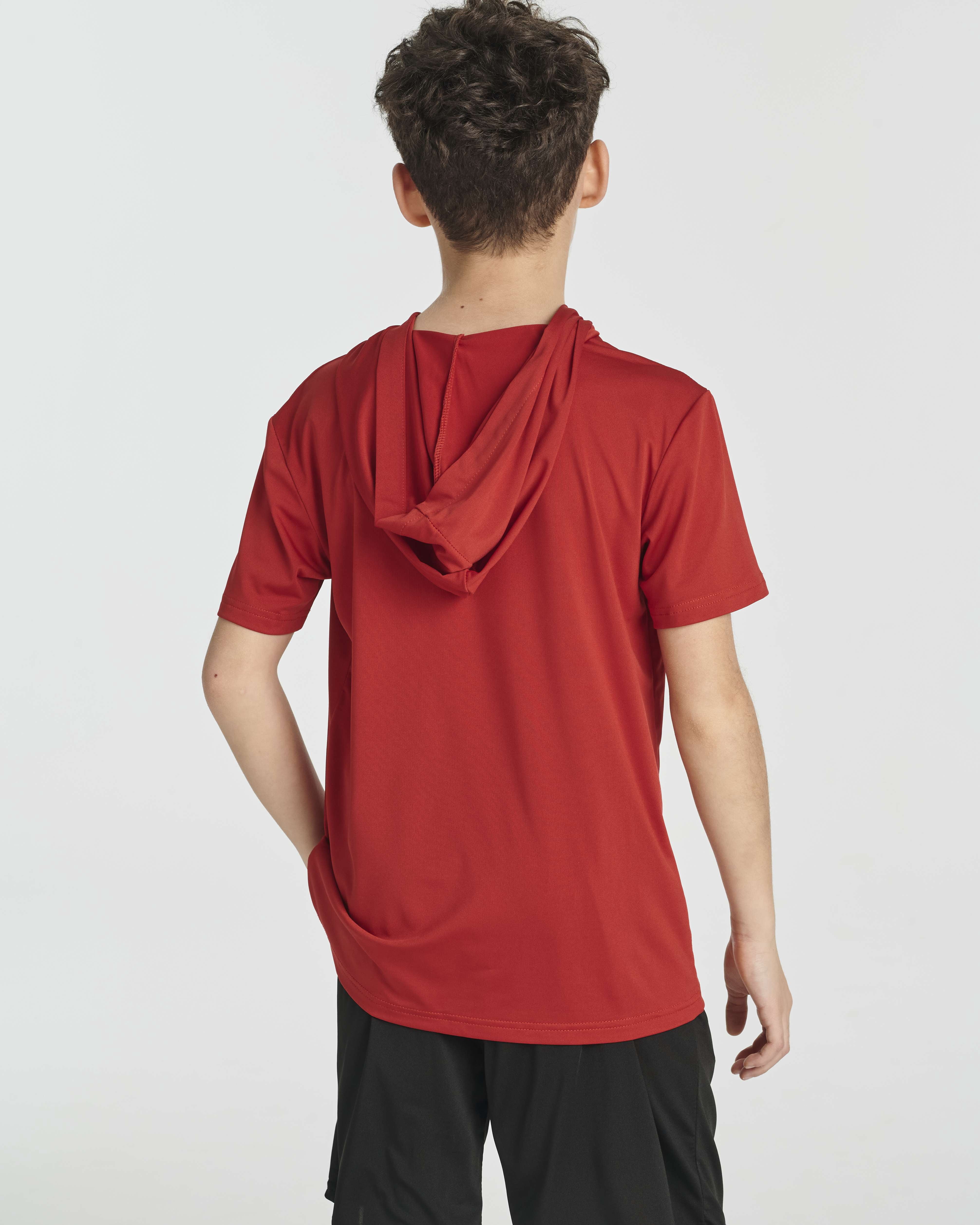 Real Essentials 3 Pack: Boys Dry-Fit Youth Teen Active Athletic Short Sleeve Workout Hoodie - Hooded Pullover Shirts