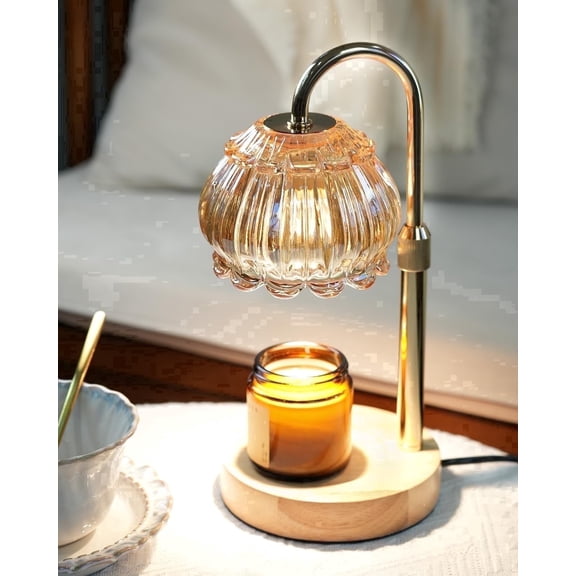 HomWamee Gold Flower Candle Warmer Lamp, Adjustable Height and Stepless Dimmable, Birthday Gifts for Women/Mom, Home Decor Room Essentials