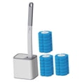 thumbnail image 4 of Juego de 20 cepillos de baño desechables y soporte con esponja PS, tapa abatible automática, almacenamiento montado en la pared, incluye 18 cabezales Gris, 4 of 9