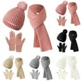 thumbnail image 3 of ZQUUVOU Winter Beanie Hat Scarf Gloves Set for Men Women Knitted Gloves Hats with Faux Fur Pom Long Scarf Neck Warmer 3 in 1 Set Pink, 3 of 3