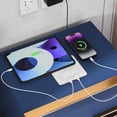 thumbnail image 2 of FINE MAKER Smart Bedside Table, Modern Luxury Bedroom Multifunctional Double Drawer Storage Cabinet (Blue), 2 of 9
