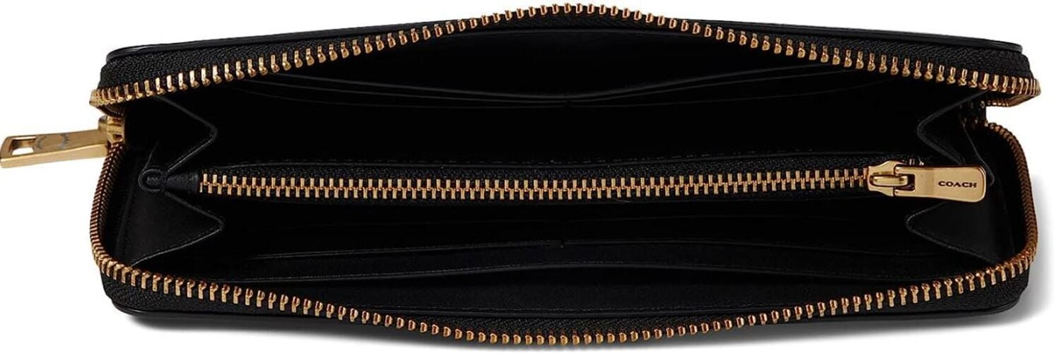 COACH Women's Smooth Leather Slim Accordion Zip Black CH822-B4/BK