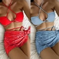 thumbnail image 4 of ZPAQI Women Criss Cross Bathing Suit Printed Bikinis 3 Piece Swimsuit with Beach-Skirt, 4 of 18