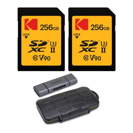 Kodak 256GB UHS-II U3 V90 Ultra Pro SDXC Memory Card (2-Pack) Bundle