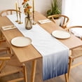 thumbnail image 3 of Blue White Table Runner - 36 Inch Long, Kitchen Dining Table Runner Dresser Scarves, Ombre Gradient Striped Minimalist Texture Farmhouse Decor for Coffee Tables Wedding Party Banquet, 3 of 8