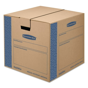 Bankers Box 0062801 18 in. x 18 in. x 16 in. Smoothmove Prime Medium Moving Boxes - Kraft/Blue (8/Carton)