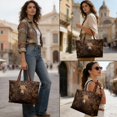 thumbnail image 4 of ZUXONGSY Leather Bear Print Handle Handbag for Women Fashion Top Handle Bag Lightweight Weekender Bag with Inner Pocket for Tours Daily Use, 4 of 6