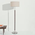 thumbnail image 5 of Brightech Carter LED Floor Lamp - Drum Shade Tall Lamp With Walnut Wood Finish, Mid-Century Modern for Living Room, Office, or Bedroom, 5 of 12