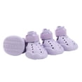 thumbnail image 2 of Dog Shoes, Dog Sandals for Hot Pavement, Non-Slip Waterproof Dog Booties for Winter Snowy Day and Summer, Adjustable Straps Easy-Clean Beach Outdoor Pet Boots Rugged Sole-4Pcs,Purple,S, 2 of 6