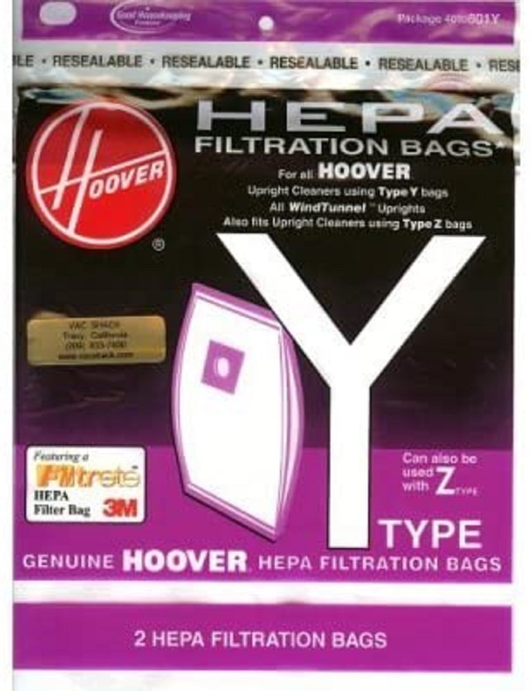 Hoover Type Y Hepa Filtration Bags 2 in Pack 4010801y