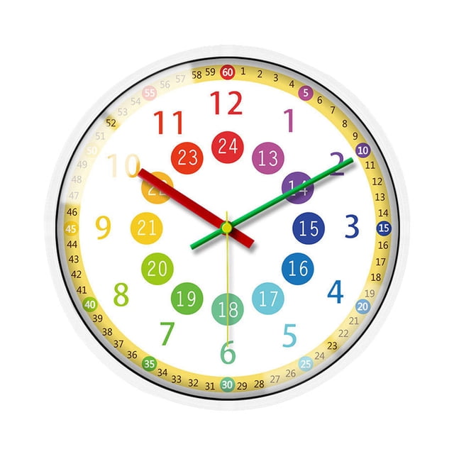 Reloj de pared para niños, silencioso, colorido, divertido, sencillo, para colgar en la pared del hogar.