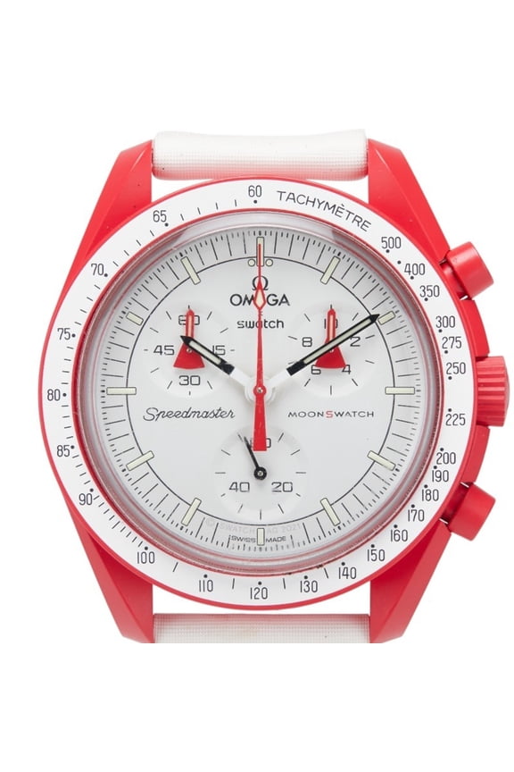 Pre-Owned OMEGA x Swatch MoonSwatch Mission to Mars Watch SO33R100 Quartz White Dial Ceramic...