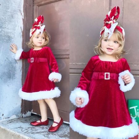 Baby Girl Xmas Velvet Dress Winter Warm Christmas Party Pageant Formal Gown Dress Walmart Canada