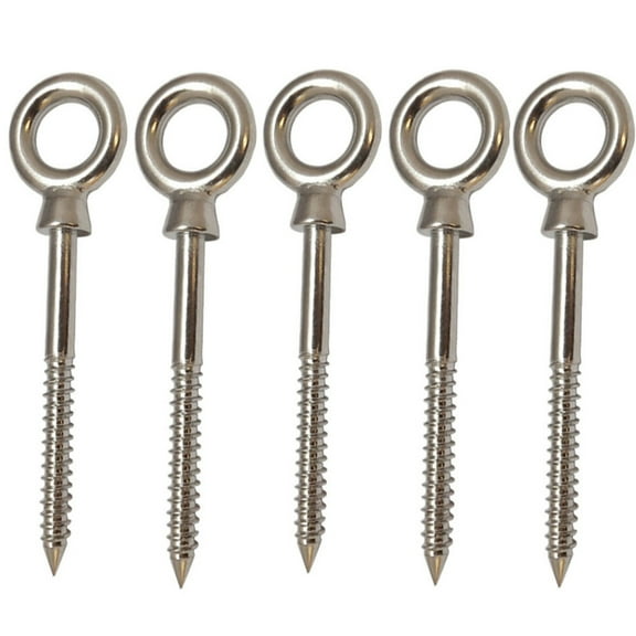 5 Pcs T316 Stainless Steel Marine 3/8'' x 4'' Stainless Steel Screw Lag Eye Bolt