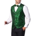 thumbnail image 4 of INSPIRE CHIC Chaleco de Hombre Argyle con Lentejuelas Cuello en V Sin Mangas Vestido de Fiesta Noche de Prom Noche de Club Brillante Chaleco S Verde, 4 of 5