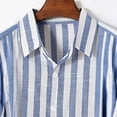 thumbnail image 6 of Qwertyu Men's Linen Shirts Short Sleeve Striped Casual Shirts Button Down Shirt Hawaiian Beach Summer Shirt Light Blue 2XL, 6 of 7