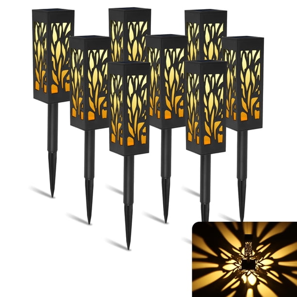 Paquete de 8 luces solares para caminos al aire libre,Luces solares impermeables al aire libre,Luces solares para jardín exterior,Luces solares de paisaje