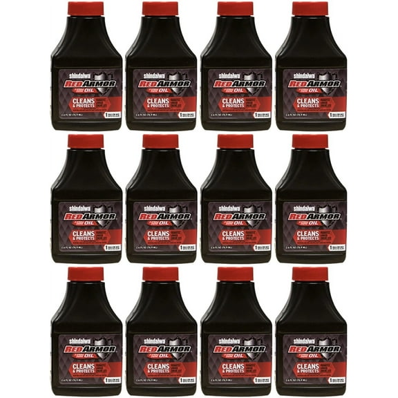 12 Pack of Shindaiwa Red Armor 2-Stroke Engine Oil 2.6 oz Bottle 50:1 Mix for 1 Gallon 83001S-12PK
