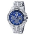 thumbnail image 4 of 14K White Gold Finish Blue Dial Simulated Diamonds Iced Out Stainless Steel Back Ice Master Jo Rodeo Bling Metal Band Watch, 4 of 4