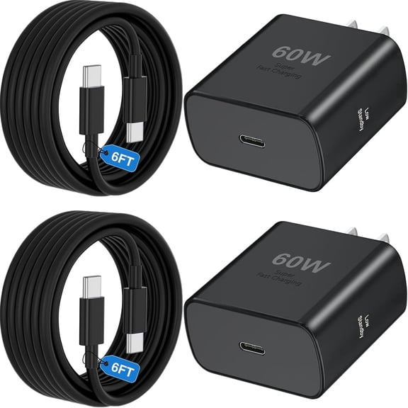 60W Super Fast Charger USB C, Type C Charger Fast Charging Android Phone Charger Block with 6FT USB C Chargers Fast Charging Cable Cord for Samsung Galaxy S26 Ultra/S26 /S26/S25Ultra/S25/S24/S23/S22