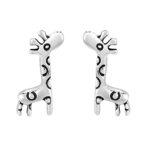 Cute Standing Tall Giraffe Sterling Silver Post Stud Earrings