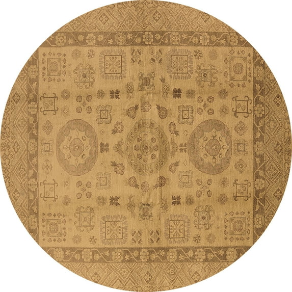 Ahgly Company Indoor Round Oriental Brown Industrial Area Rugs, 8' Round