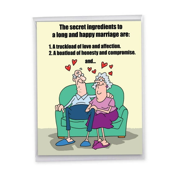 1 Large Funny Anniversary Greeting Card (8.5 x 11 Inch) - Marriage Secrets Anniversary Card J9780