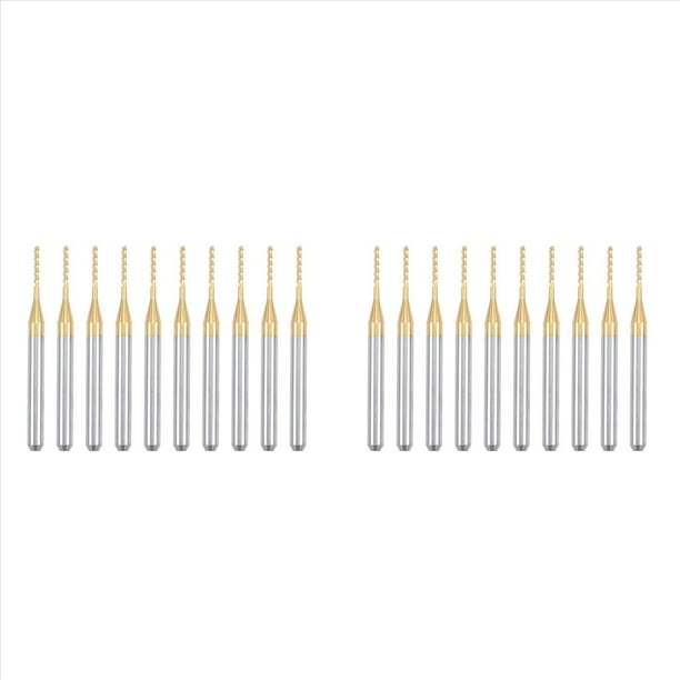 20 Piezas Fresa de Extremo de Carburo con Revestimiento de Titanio Fresa de Grabado Brocas de Enrutador CNC para Máquina PCB, Vástago de 1/8 de Pulgada 1 mm