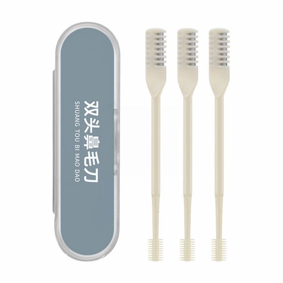 Afeitadora de vello nasal de doble cabezal de acero inoxidable, afeitado y recorte, máquina para limpiar y recortar el vello nasal manualmente