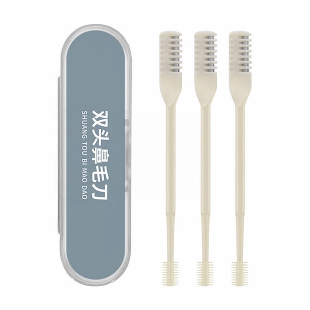 Afeitadora de vello nasal de doble cabezal de acero inoxidable, afeitado y recorte, máquina para limpiar y recortar el vello nasal manualmente