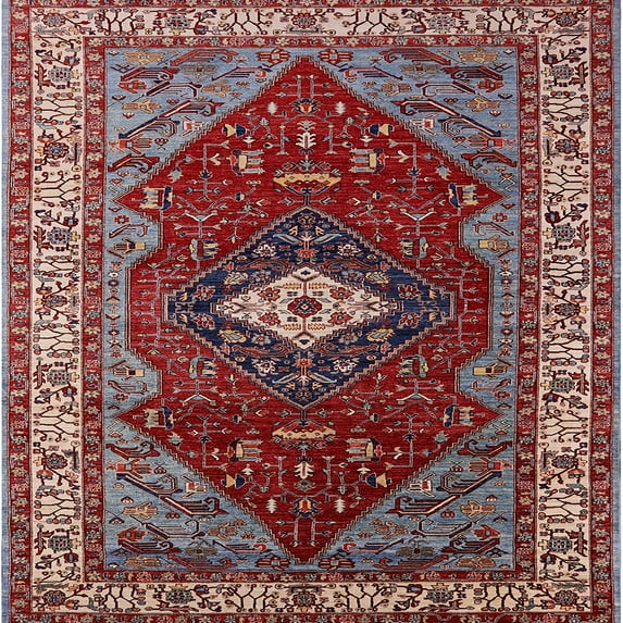 Ahgly Company Indoor Square Mid-Century Modern Cranberry Red Persian Area Rugs, 3' Square